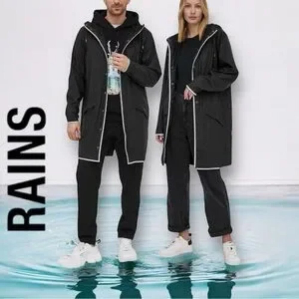 NWT: Rains Unisex Long Reflective Jacket Sizes XS, SM, M, Large